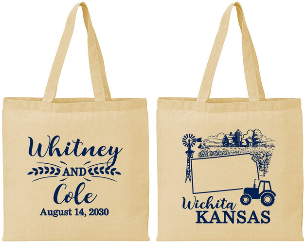 Personalized Wedding Cotton Tote Bags - Kansas | 165