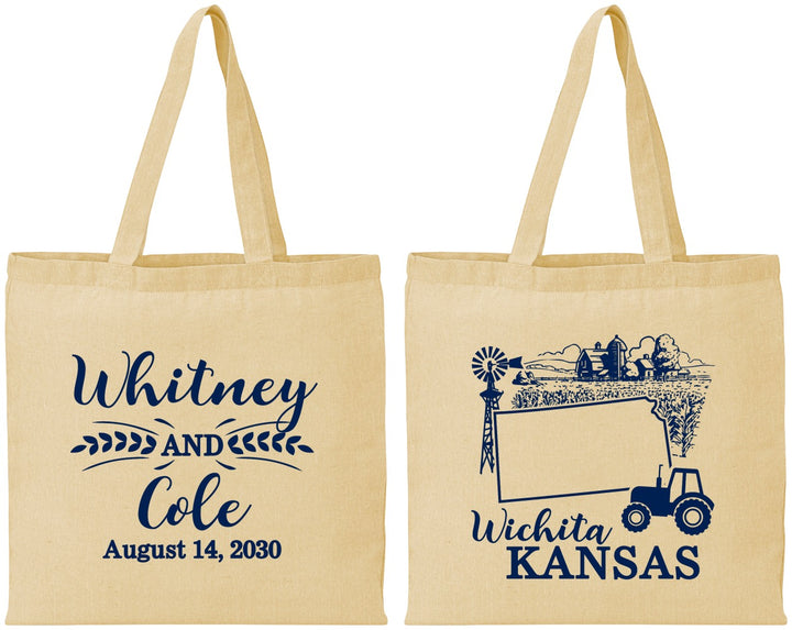Personalized Wedding Cotton Tote Bags - Kansas | 165