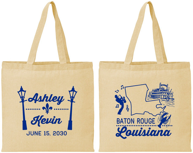 Personalized Wedding Cotton Tote Bags - Louisiana | 167
