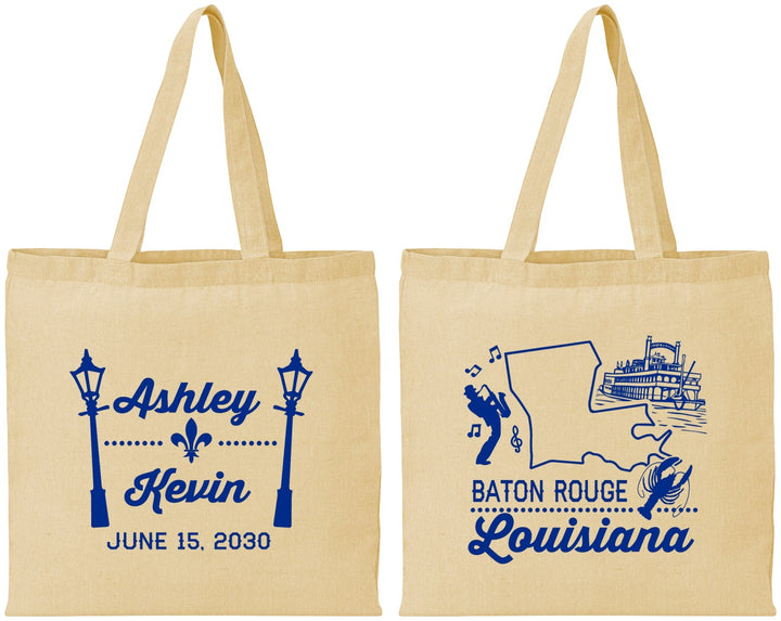 Personalized Wedding Cotton Tote Bags - Louisiana | 167
