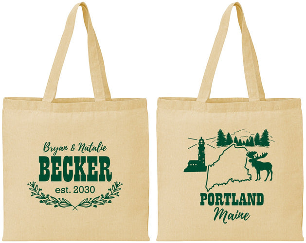Personalized Wedding Cotton Tote Bags - Maine | 168