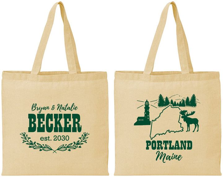 Personalized Wedding Cotton Tote Bags - Maine | 168