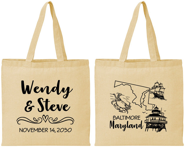 Personalized Wedding Cotton Tote Bags - Maryland | 169