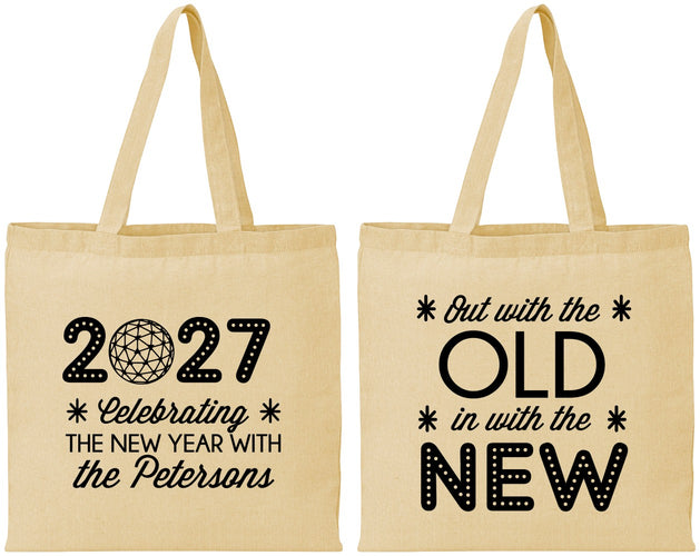 Personalized New Years Cotton Tote Bags - 2027 Out With The Old | 170000