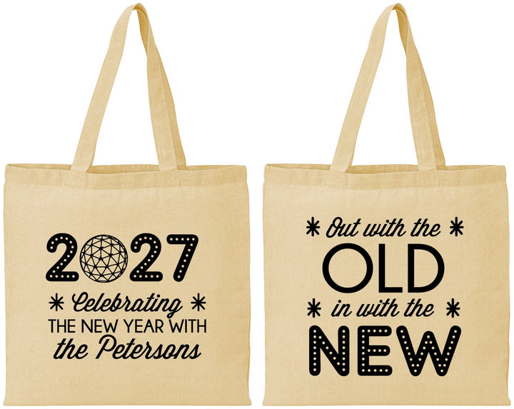 Personalized New Years Cotton Tote Bags - 2027 Out With The Old | 170000