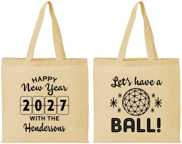 Personalized New Years Cotton Tote Bags - 2027 Lets Have A Ball | 170001