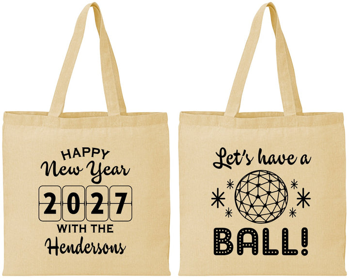 Personalized New Years Cotton Tote Bags - 2027 Lets Have A Ball | 170001