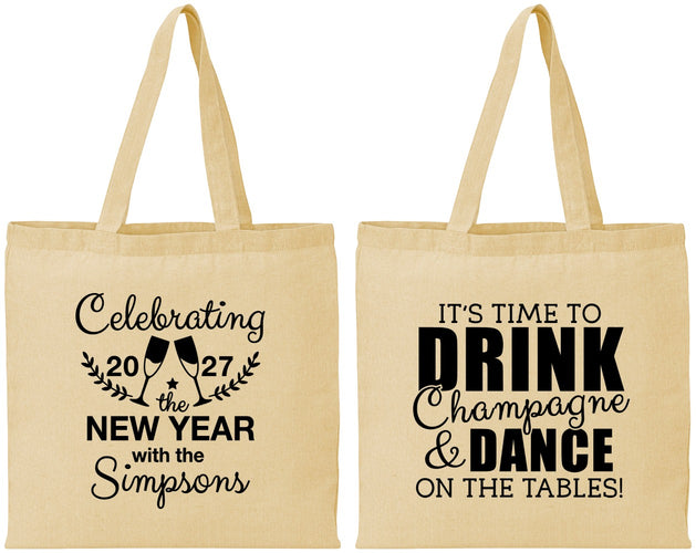 Personalized New Years Cotton Tote Bags - 2027 Drink Dance | 170002