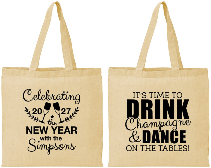 Personalized New Years Cotton Tote Bags - 2027 Drink Dance | 170002