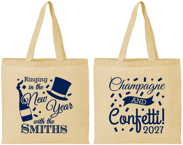 Personalized New Years Cotton Tote Bags - 2027 Confetti | 170003