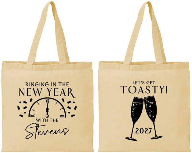 Personalized New Years Cotton Tote Bags - 2027 Toast | 170008