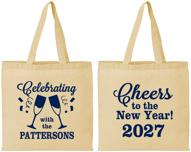Personalized New Years Cotton Tote Bags - 2027 Cheers | 170011