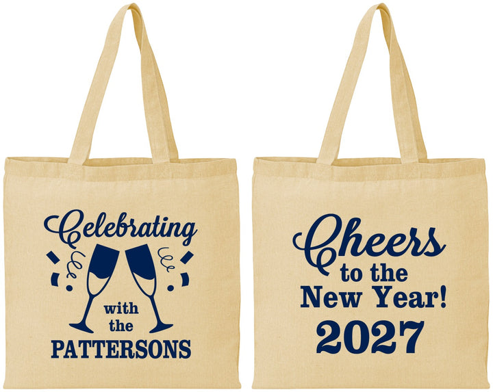Personalized New Years Cotton Tote Bags - 2027 Cheers | 170011