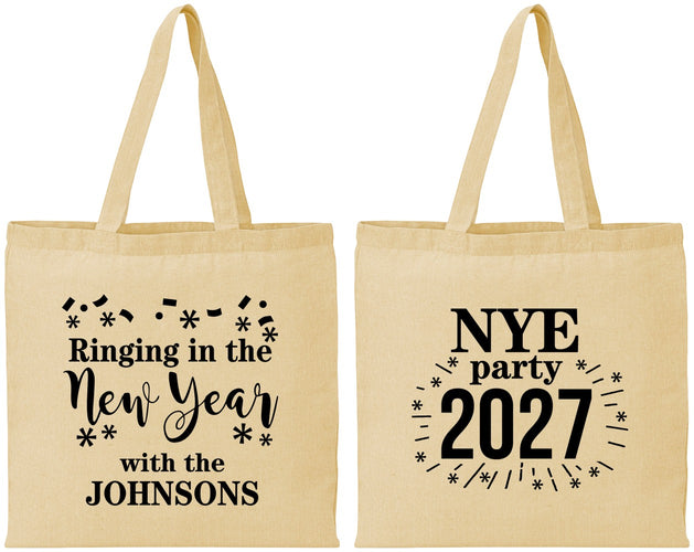 Personalized New Years Cotton Tote Bags - 2027 Ringing In | 170013