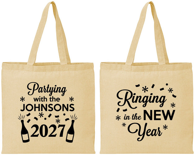 Personalized New Years Cotton Tote Bags - 2027 Ringing In | 170014