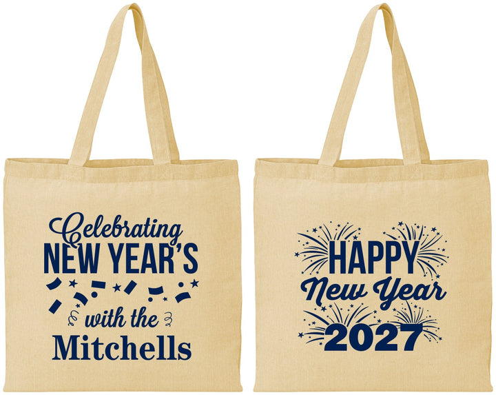 Personalized New Years Cotton Tote Bags - 2027 Nye Confetti | 170015