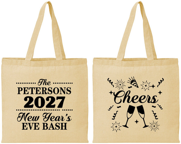 Personalized New Years Cotton Tote Bags - 2027 Cheers | 170017