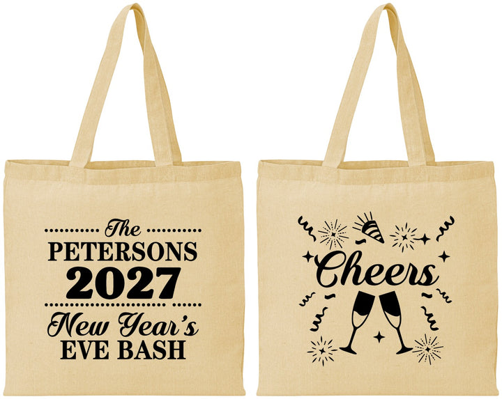 Personalized New Years Cotton Tote Bags - 2027 Cheers | 170017