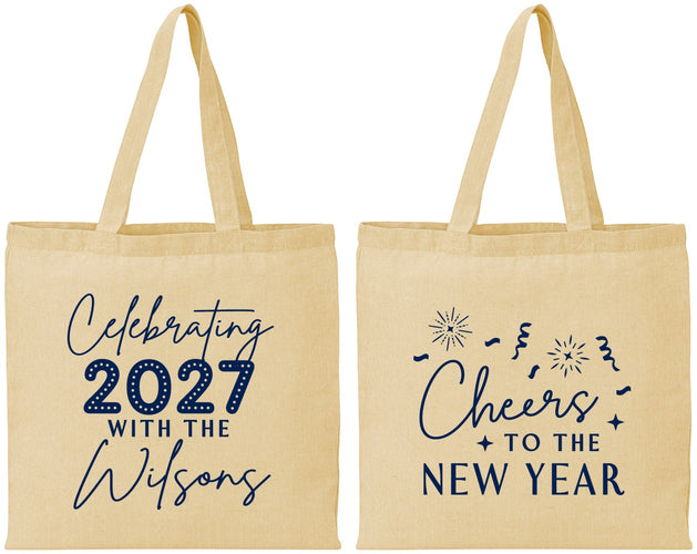 Personalized New Years Cotton Tote Bags - 2027 Cheers | 170019