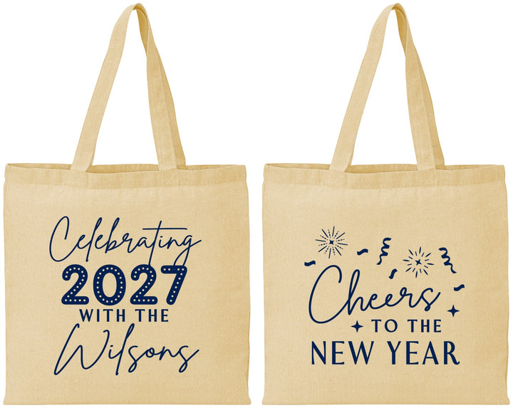 Personalized New Years Cotton Tote Bags - 2027 Cheers | 170019