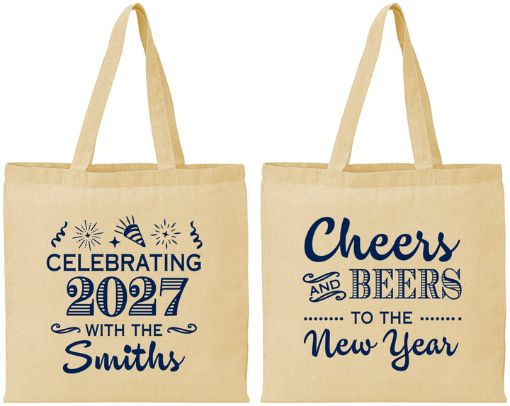 Personalized New Years Cotton Tote Bags - 2027 Cheers | 170023