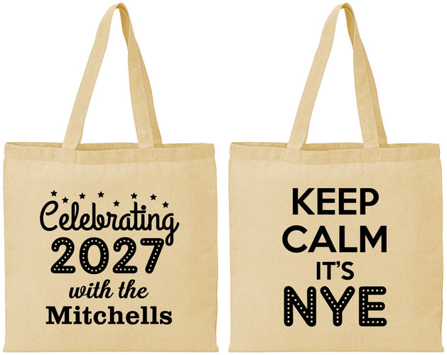 Personalized New Years Cotton Tote Bags - 2027 Nye | 170025