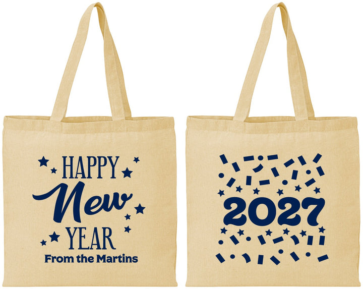 Personalized New Years Cotton Tote Bags - 2027 Confetti | 170027