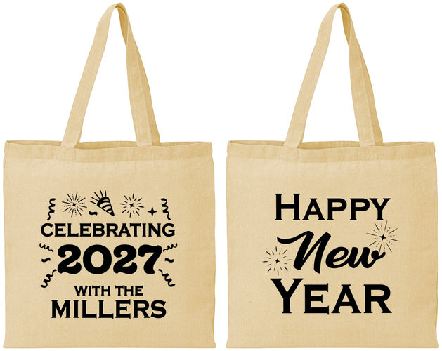 Personalized New Years Cotton Tote Bags - 2027 Nye Confetti | 170028