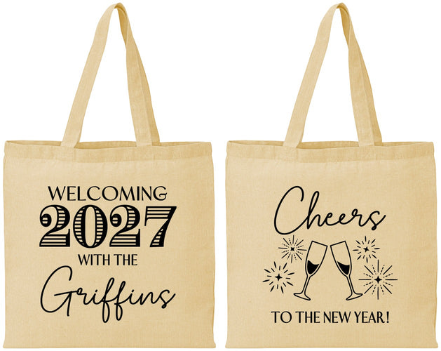 Personalized New Years Cotton Tote Bags - 2027 Cheers | 170029