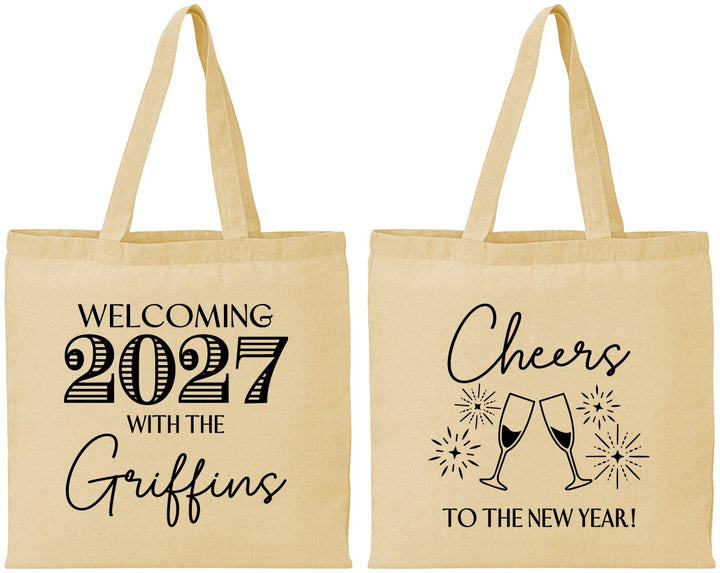 Personalized New Years Cotton Tote Bags - 2027 Cheers | 170029