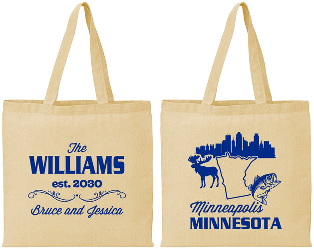 Personalized Wedding Cotton Tote Bags - Minnesota | 172