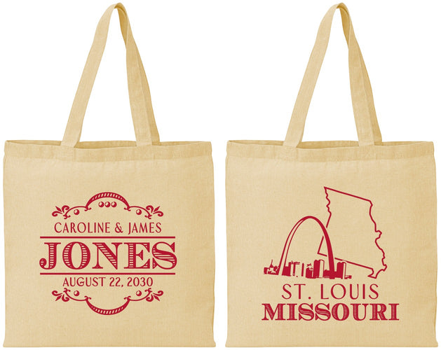 Personalized Wedding Cotton Tote Bags - Missouri | 174