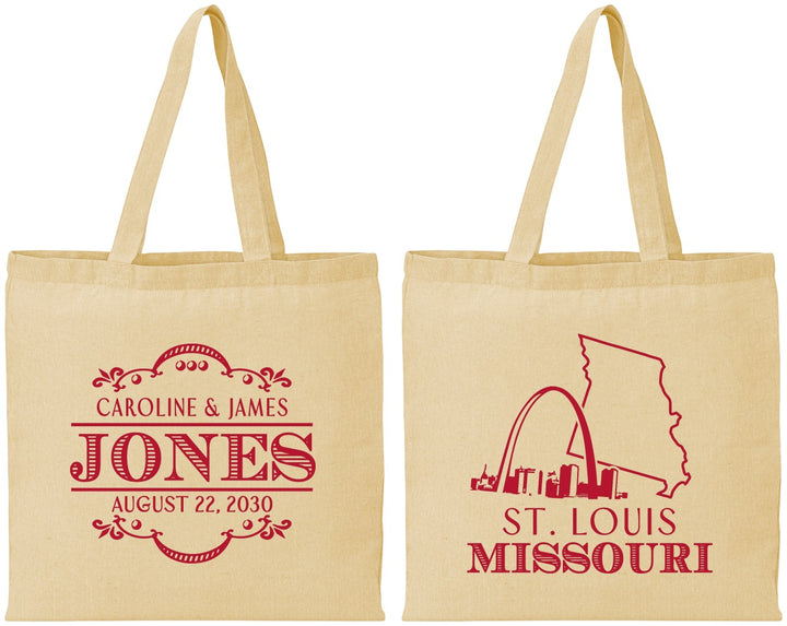 Personalized Wedding Cotton Tote Bags - Missouri | 174