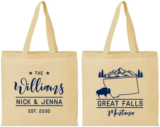 Personalized Wedding Cotton Tote Bags - Montana | 175