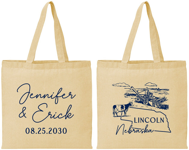 Personalized Wedding Cotton Tote Bags - Nebraska | 176