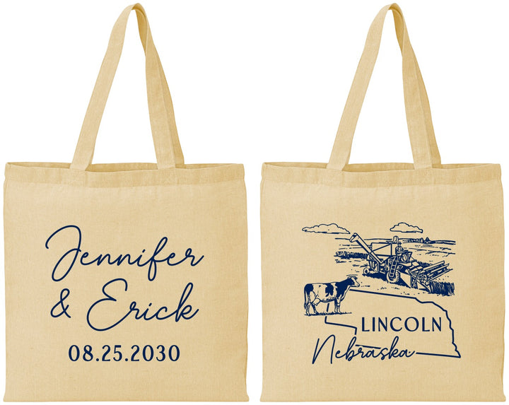 Personalized Wedding Cotton Tote Bags - Nebraska | 176