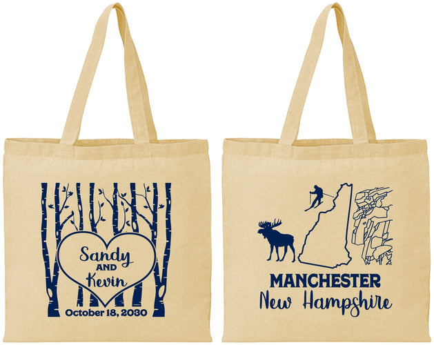 Personalized Wedding Cotton Tote Bags - New Hampshire | 178
