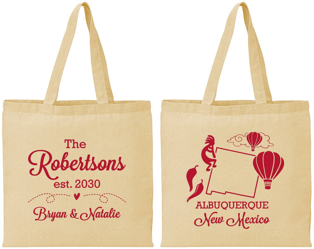Personalized Wedding Cotton Tote Bags - New Mexico | 180