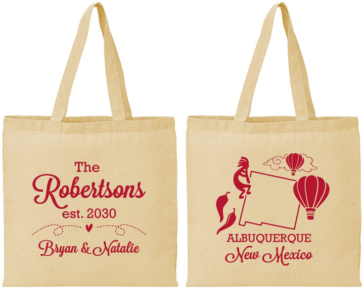 Personalized Wedding Cotton Tote Bags - New Mexico | 180