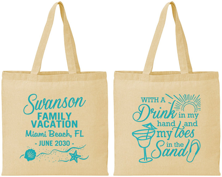 Personalized Family Vacation Cotton Tote Bags - Beach Toes In The Sand | 180000