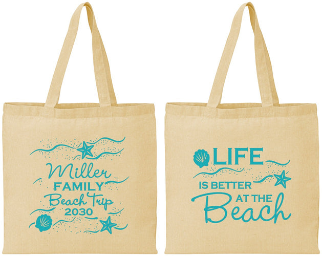 Personalized Family Vacation Cotton Tote Bags - Life Is Better At The Beach | 180001