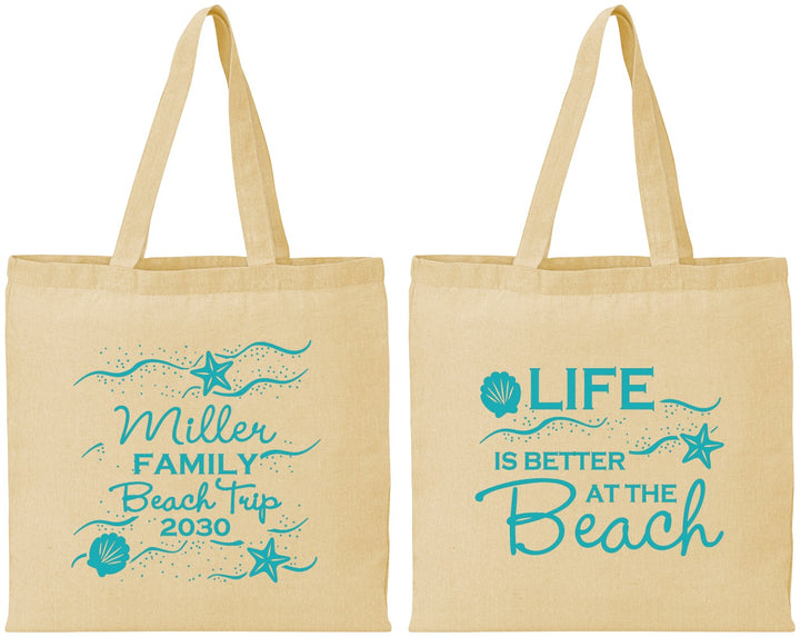 Personalized Family Vacation Cotton Tote Bags - Life Is Better At The Beach | 180001