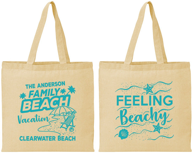 Personalized Family Vacation Cotton Tote Bags - Feeling Beachy | 180002