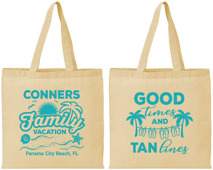 Personalized Family Vacation Cotton Tote Bags - Good Times Tan Lines | 180005