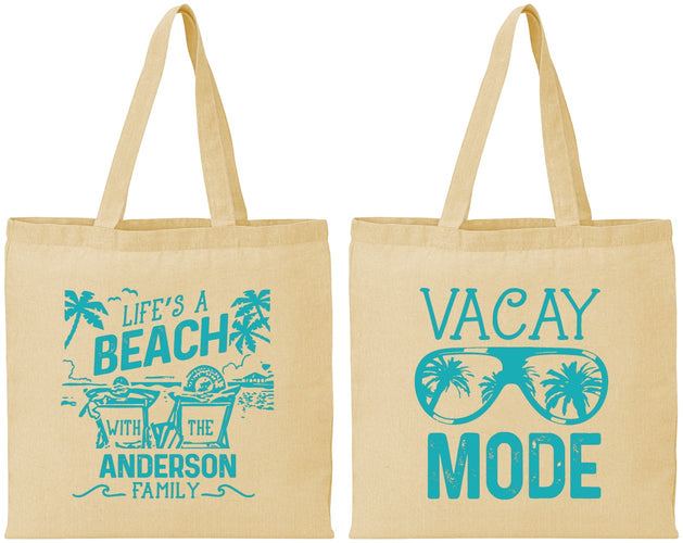 Personalized Family Vacation Cotton Tote Bags - Lifes A Beach | 180008