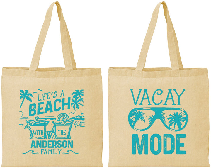 Personalized Family Vacation Cotton Tote Bags - Lifes A Beach | 180008