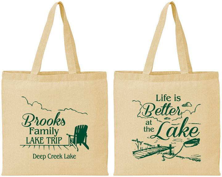 Personalized Family Vacation Cotton Tote Bags - Lake Camping | 180012