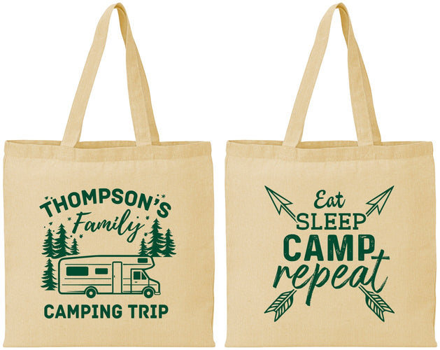 Personalized Family Vacation Cotton Tote Bags - Camping Trip | 180016