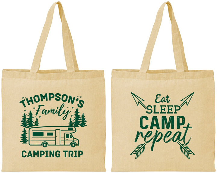 Personalized Family Vacation Cotton Tote Bags - Camping Trip | 180016