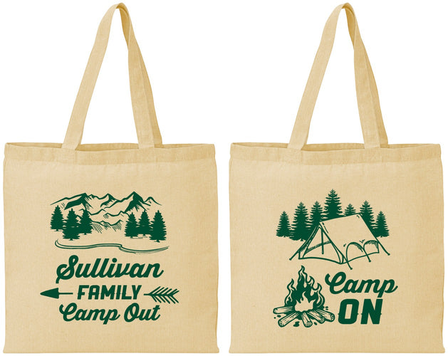 Personalized Family Vacation Cotton Tote Bags - Family Camp Out | 180019